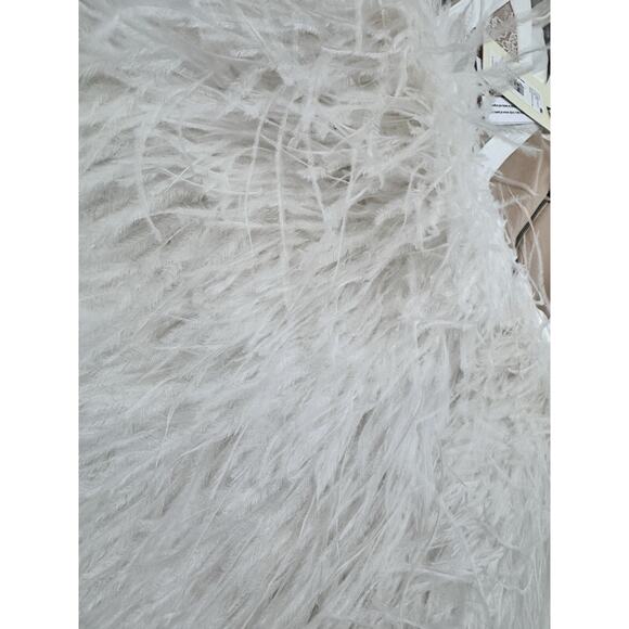 ALICE + OLIVIA XIA SHEER BUSTIER CRYSTAL FEATHERED MINI DRESS OFF WHITE SIZE 14 - Picture 8 of 11
